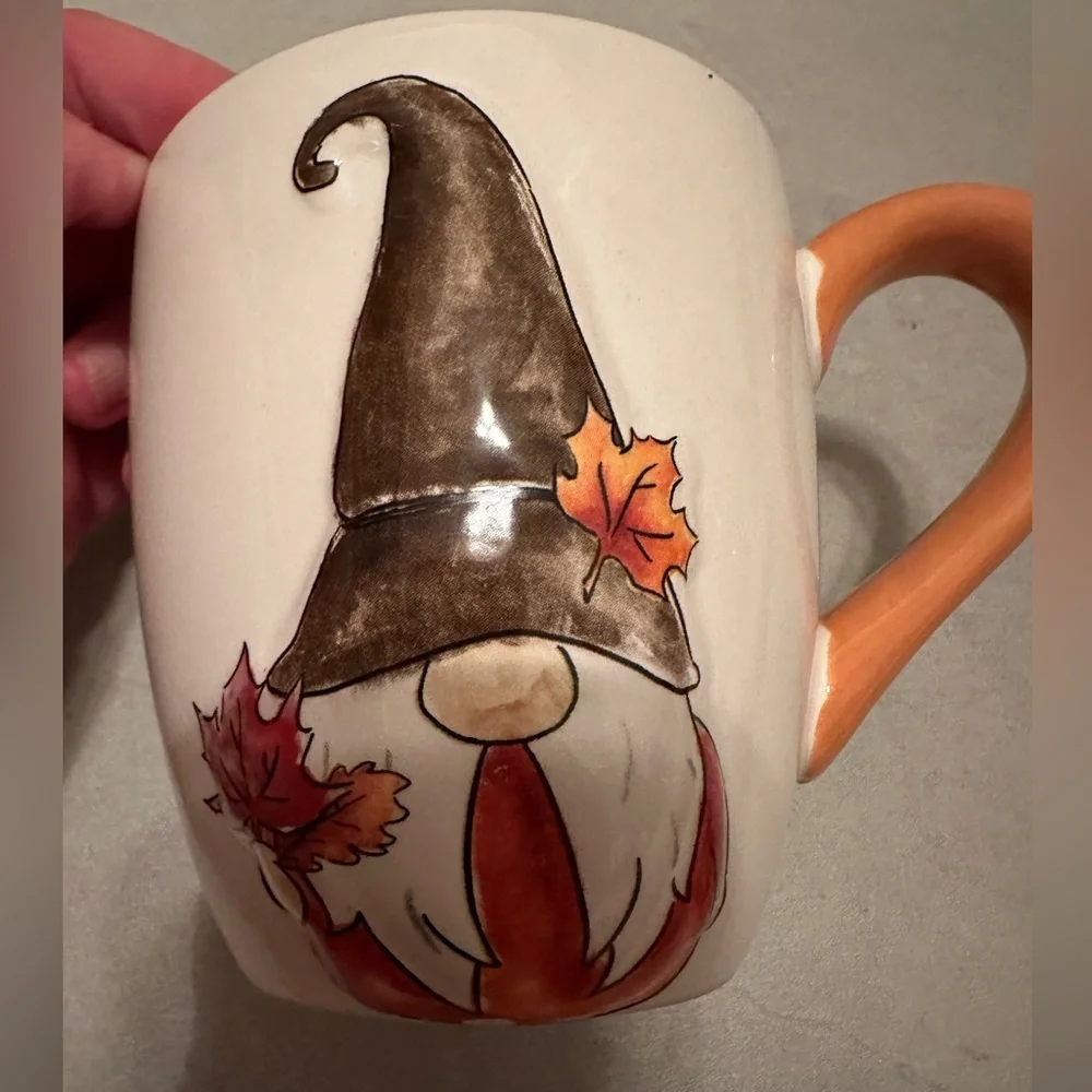 Thanksgiving Gnome Mug Raised Design Autumn Fall Coffee Cup Harvest Decor